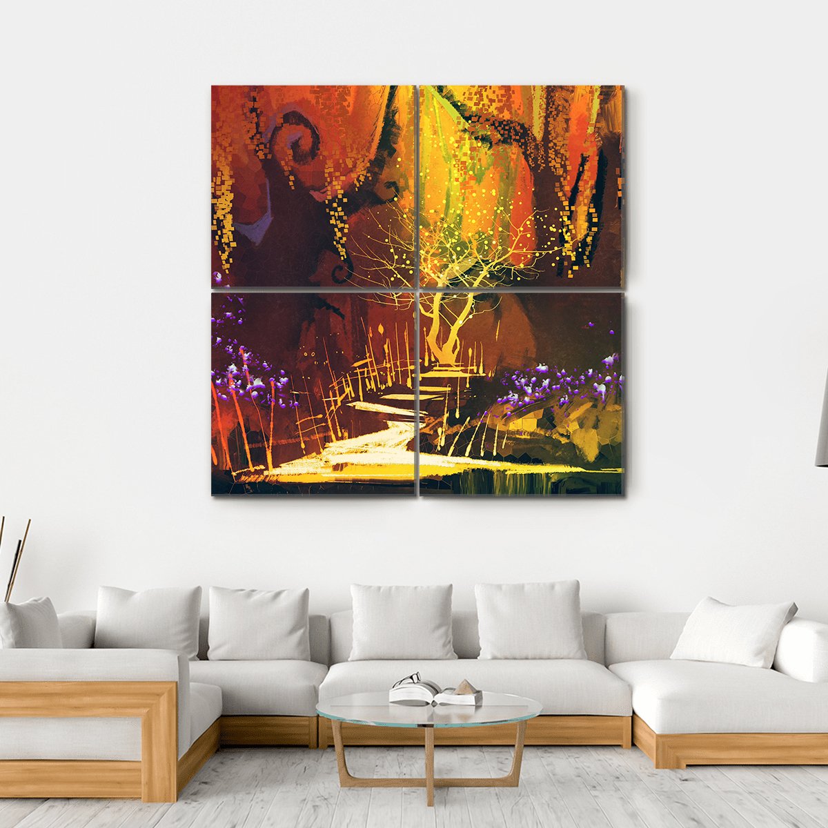 Fantasy Forest Abstract Canvas Wall Art-4 Square-Gallery Wrap-17" x 17"-Tiaracle