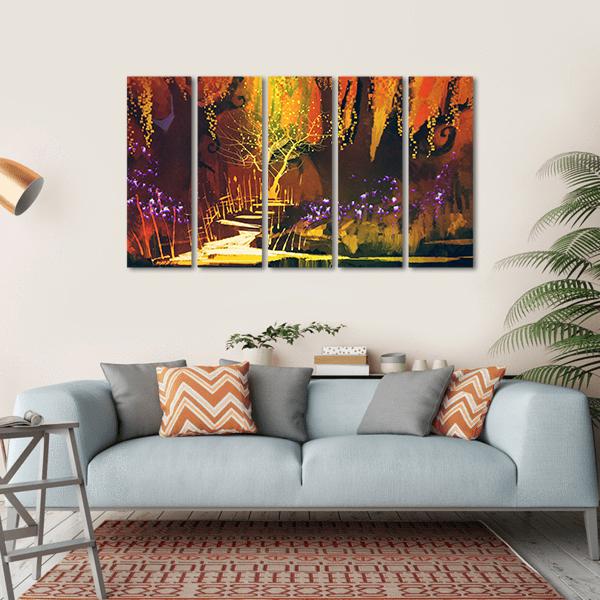 Fantasy Forest Abstract Canvas Wall Art-5 Horizontal-Gallery Wrap-22" x 12"-Tiaracle