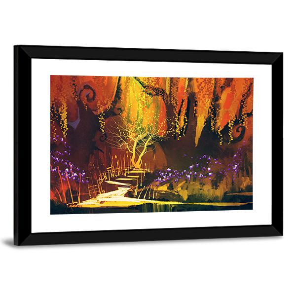 Fantasy Forest Abstract Canvas Wall Art-5 Horizontal-Gallery Wrap-22" x 12"-Tiaracle