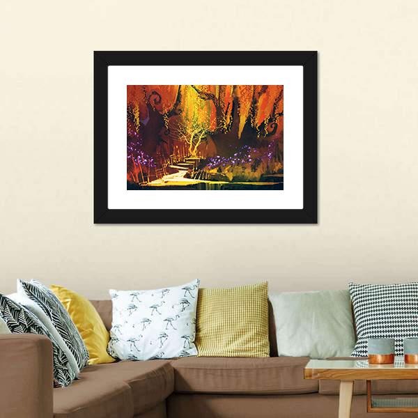 Fantasy Forest Abstract Canvas Wall Art-5 Horizontal-Gallery Wrap-22" x 12"-Tiaracle
