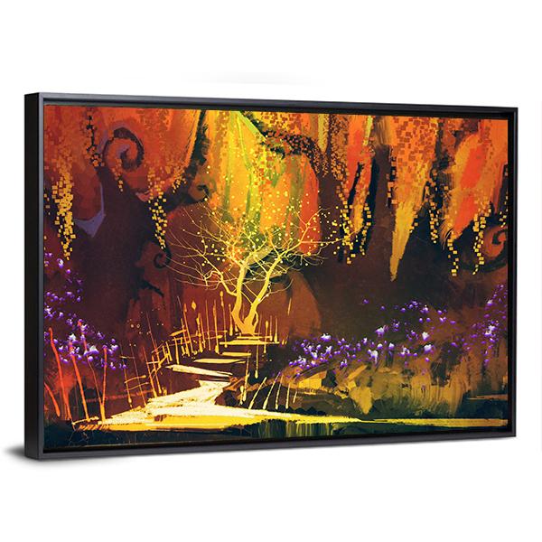 Fantasy Forest Abstract Canvas Wall Art-5 Horizontal-Gallery Wrap-22" x 12"-Tiaracle