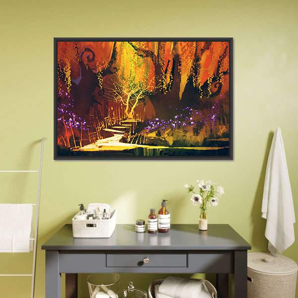 Fantasy Forest Abstract Canvas Wall Art-1 Piece-Floating Frame-24" x 16"-Tiaracle