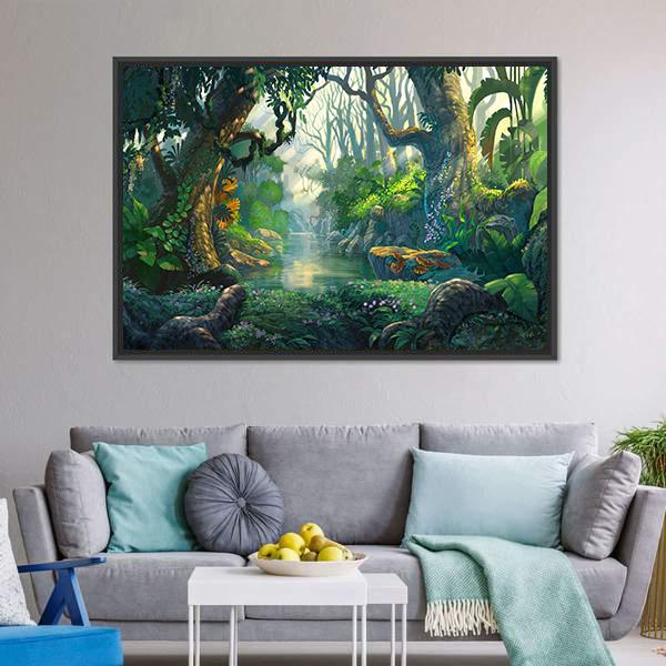Fantasy Forest Canvas Wall Art-1 Piece-Floating Frame-24" x 16"-Tiaracle