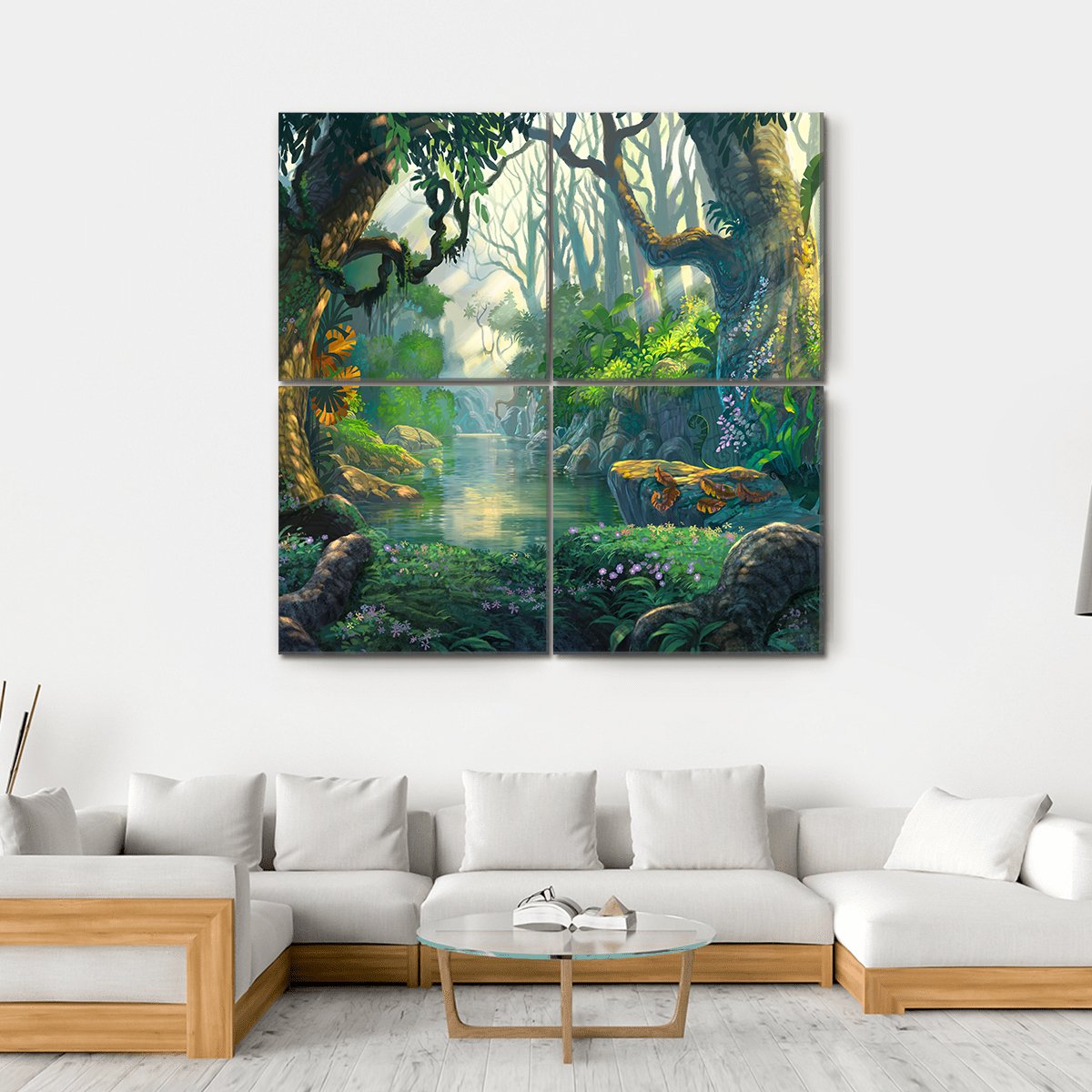 Fantasy Forest Canvas Wall Art-4 Square-Gallery Wrap-17" x 17"-Tiaracle
