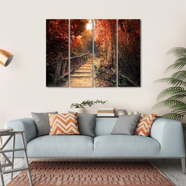 Fantasy Forest In Autumn Canvas Wall Art-4 Horizontal-Gallery Wrap-34&quot; x 24&quot;-Tiaracle