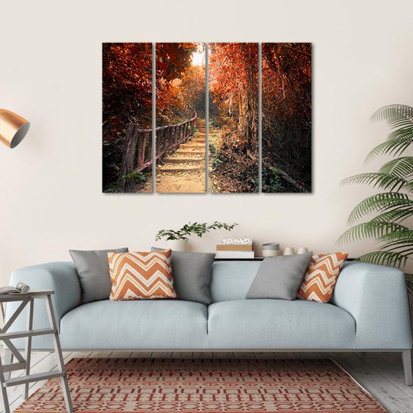 Fantasy Forest In Autumn Canvas Wall Art-4 Horizontal-Gallery Wrap-34" x 24"-Tiaracle