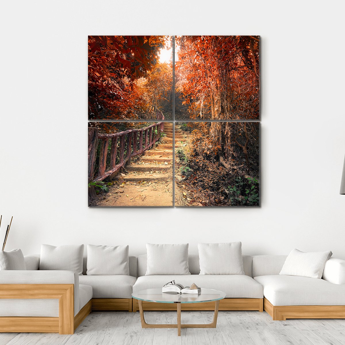 Fantasy Forest In Autumn Canvas Wall Art-4 Square-Gallery Wrap-17&quot; x 17&quot;-Tiaracle