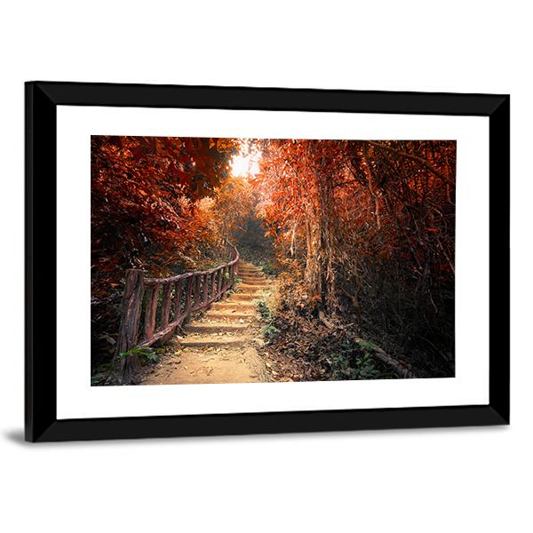 Fantasy Forest In Autumn Canvas Wall Art-5 Horizontal-Gallery Wrap-22&quot; x 12&quot;-Tiaracle