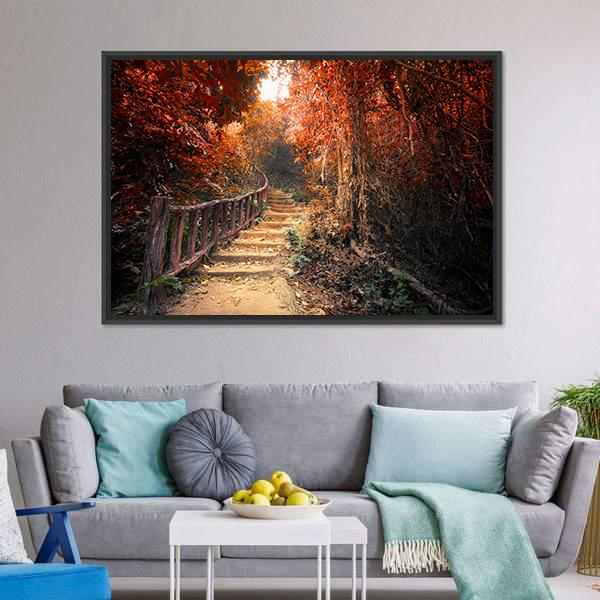 Fantasy Forest In Autumn Canvas Wall Art-3 Horizontal-Gallery Wrap-25" x 16"-Tiaracle