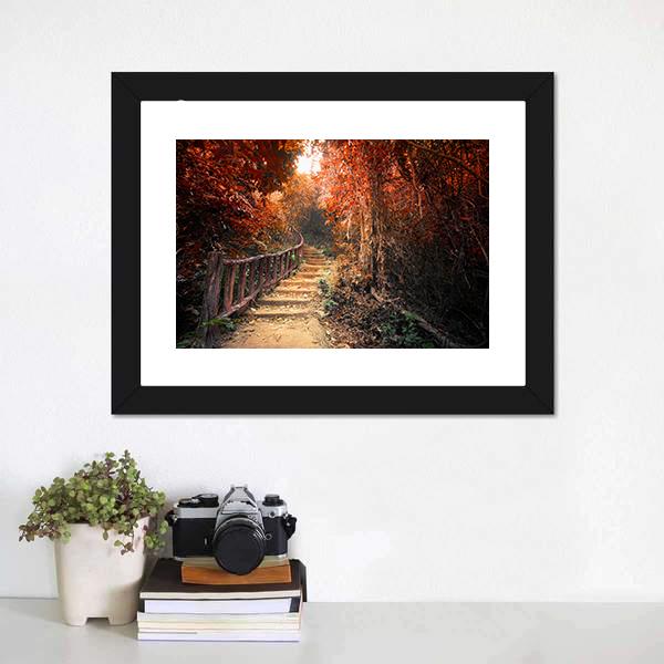 Fantasy Forest In Autumn Canvas Wall Art-1 Piece-Framed Print-20" x 16"-Tiaracle