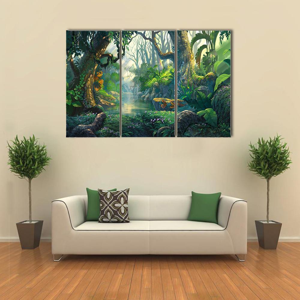 Fantasy Forest Canvas Wall Art-3 Horizontal-Gallery Wrap-37&quot; x 24&quot;-Tiaracle