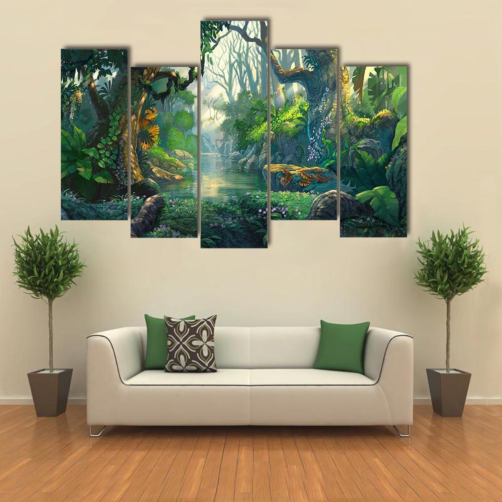 Fantasy Forest Canvas Wall Art-5 Pop-Gallery Wrap-47" x 32"-Tiaracle