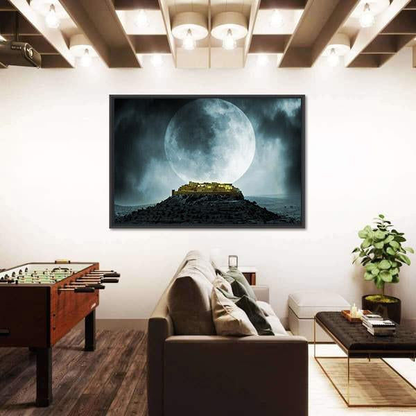 Fantasy Hill With Moon Canvas Wall Art-5 Horizontal-Gallery Wrap-22" x 12"-Tiaracle