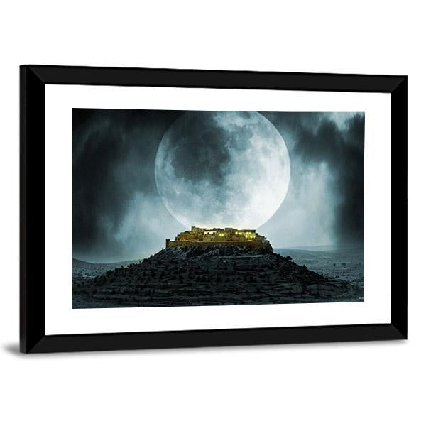 Fantasy Hill With Moon Canvas Wall Art-5 Horizontal-Gallery Wrap-22" x 12"-Tiaracle