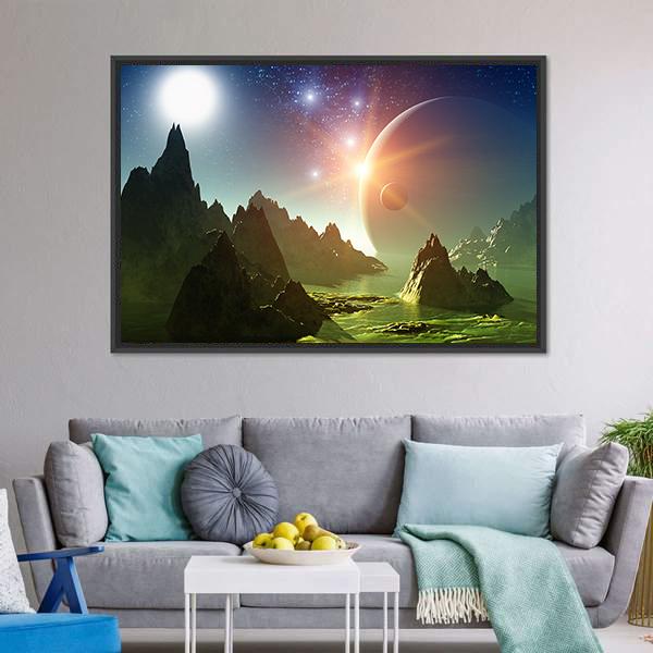 Fantasy Landscape 3D Canvas Wall Art-5 Horizontal-Gallery Wrap-22" x 12"-Tiaracle
