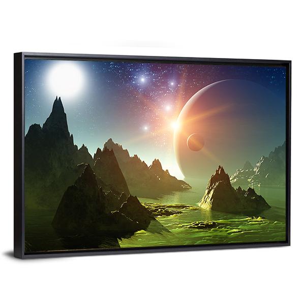 Fantasy Landscape 3D Canvas Wall Art-5 Horizontal-Gallery Wrap-22" x 12"-Tiaracle