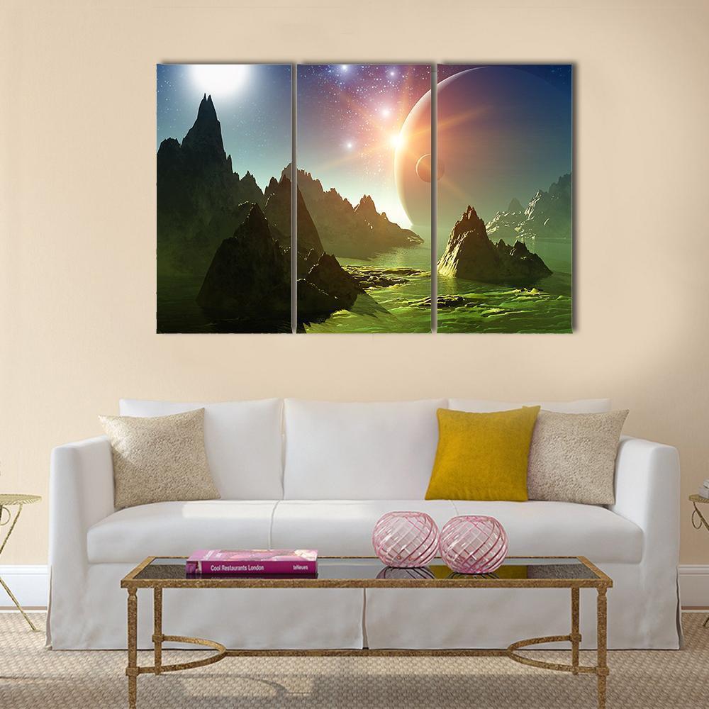 Fantasy Landscape 3D Canvas Wall Art-3 Horizontal-Gallery Wrap-37" x 24"-Tiaracle