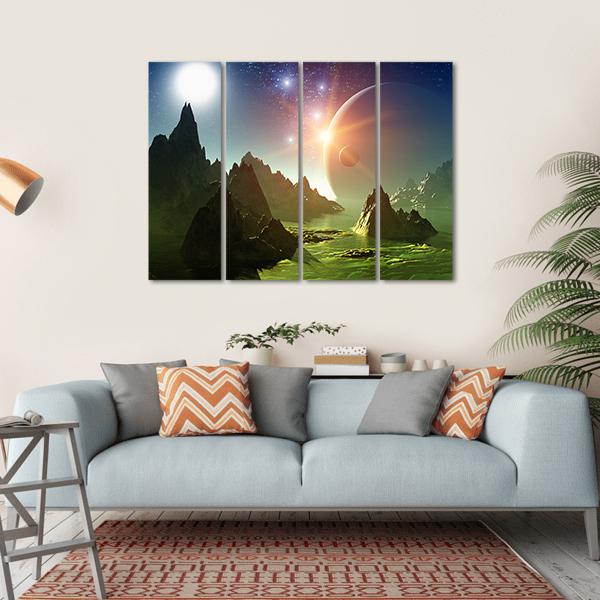 Fantasy Landscape 3D Canvas Wall Art-4 Horizontal-Gallery Wrap-34" x 24"-Tiaracle