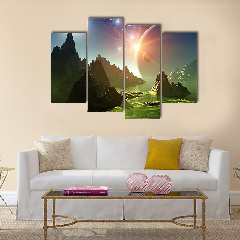 Fantasy Landscape 3D Canvas Wall Art-4 Pop-Gallery Wrap-50" x 32"-Tiaracle