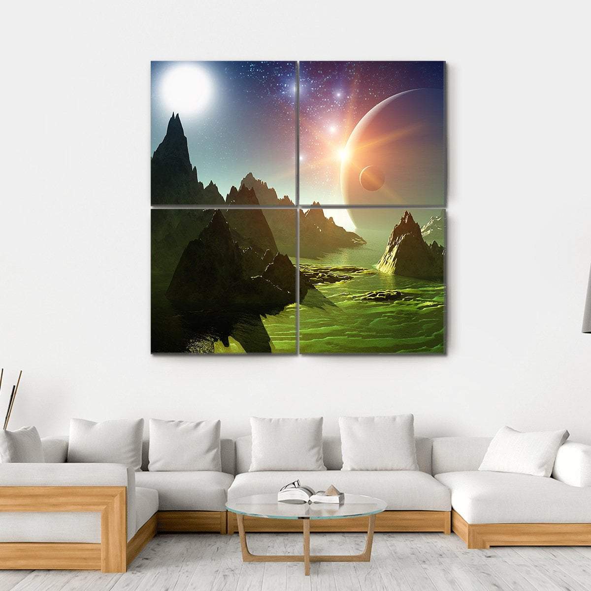 Fantasy Landscape 3D Canvas Wall Art-4 Square-Gallery Wrap-17" x 17"-Tiaracle