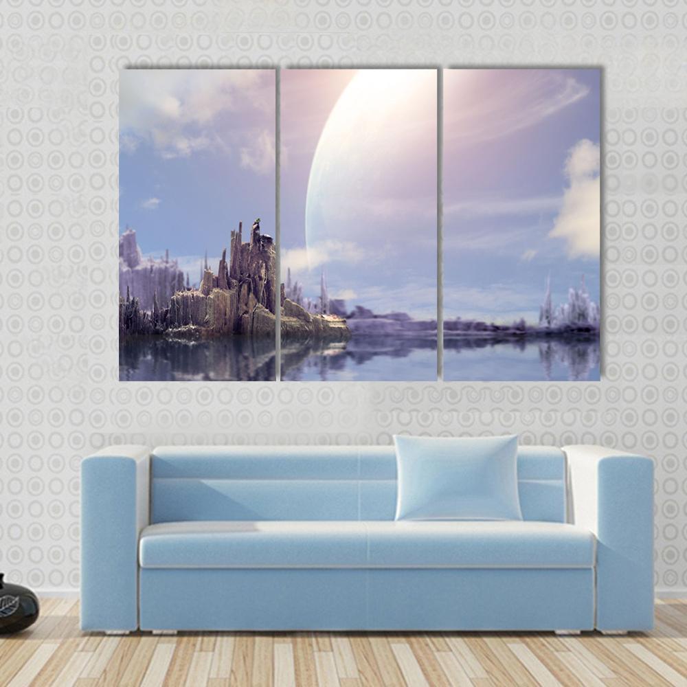 Fantasy Planet Canvas Wall Art-3 Horizontal-Gallery Wrap-37" x 24"-Tiaracle