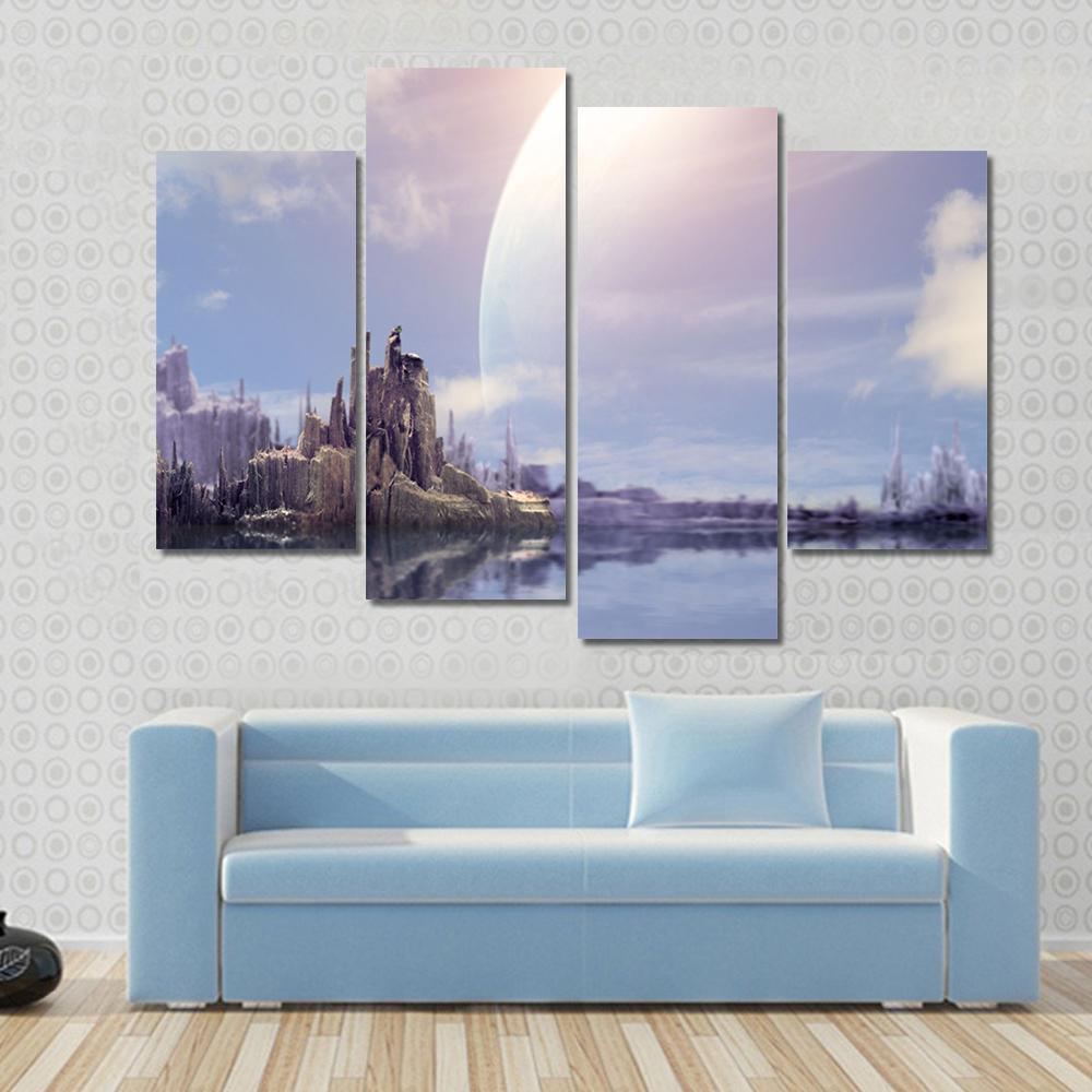 Fantasy Planet Canvas Wall Art-4 Pop-Gallery Wrap-50" x 32"-Tiaracle