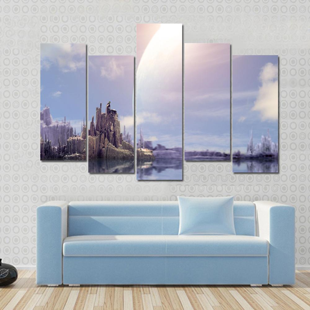 Fantasy Planet Canvas Wall Art-5 Pop-Gallery Wrap-47" x 32"-Tiaracle