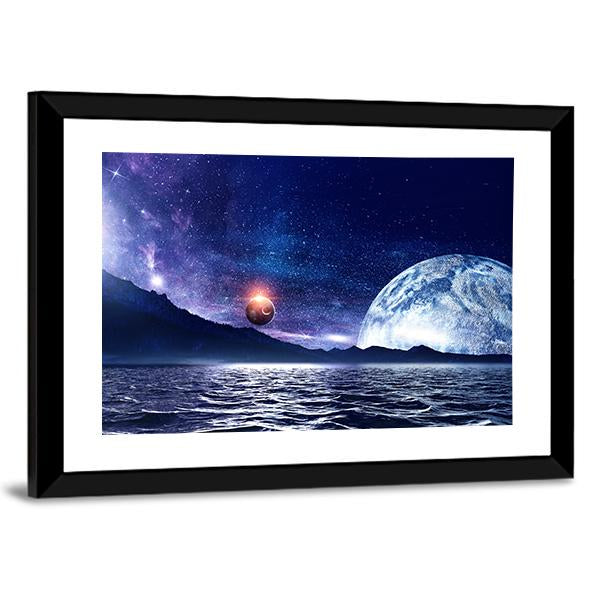 Fantasy Planet &amp; Sea Canvas Wall Art-5 Horizontal-Gallery Wrap-22" x 12"-Tiaracle