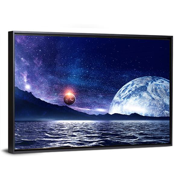 Fantasy Planet & Sea Canvas Wall Art-5 Horizontal-Gallery Wrap-22" x 12"-Tiaracle