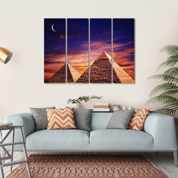 Pyramid In Giza Canvas Wall Art-4 Horizontal-Gallery Wrap-34" x 24"-Tiaracle