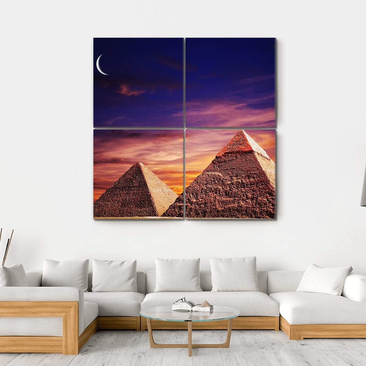 Pyramid In Giza Canvas Wall Art-4 Square-Gallery Wrap-17" x 17"-Tiaracle