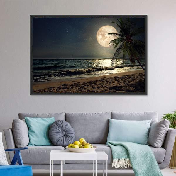 Fantasy Tropical Beach Canvas Wall Art-1 Piece-Floating Frame-24" x 16"-Tiaracle