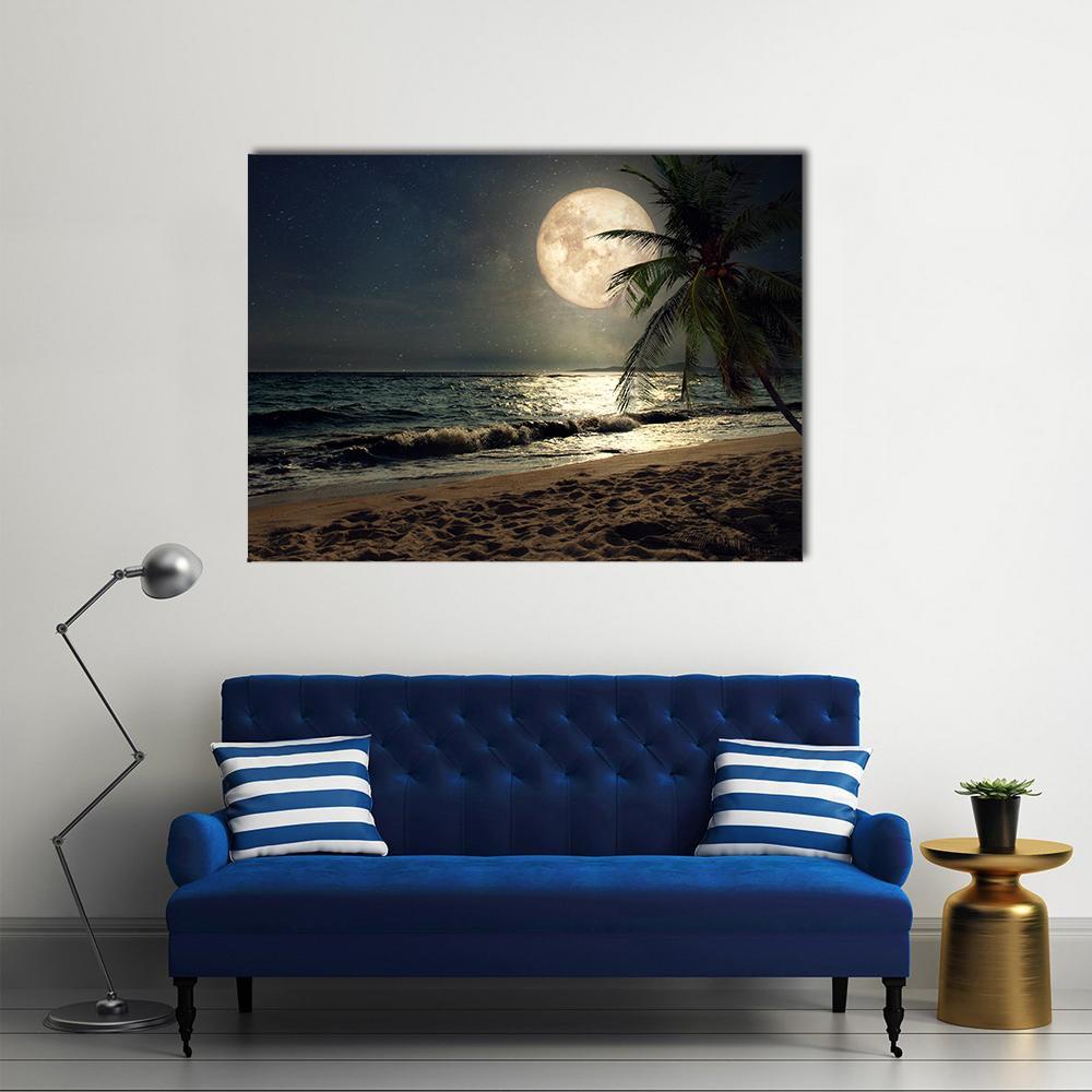Fantasy Tropical Beach Canvas Wall Art-1 Piece-Gallery Wrap-48" x 32"-Tiaracle
