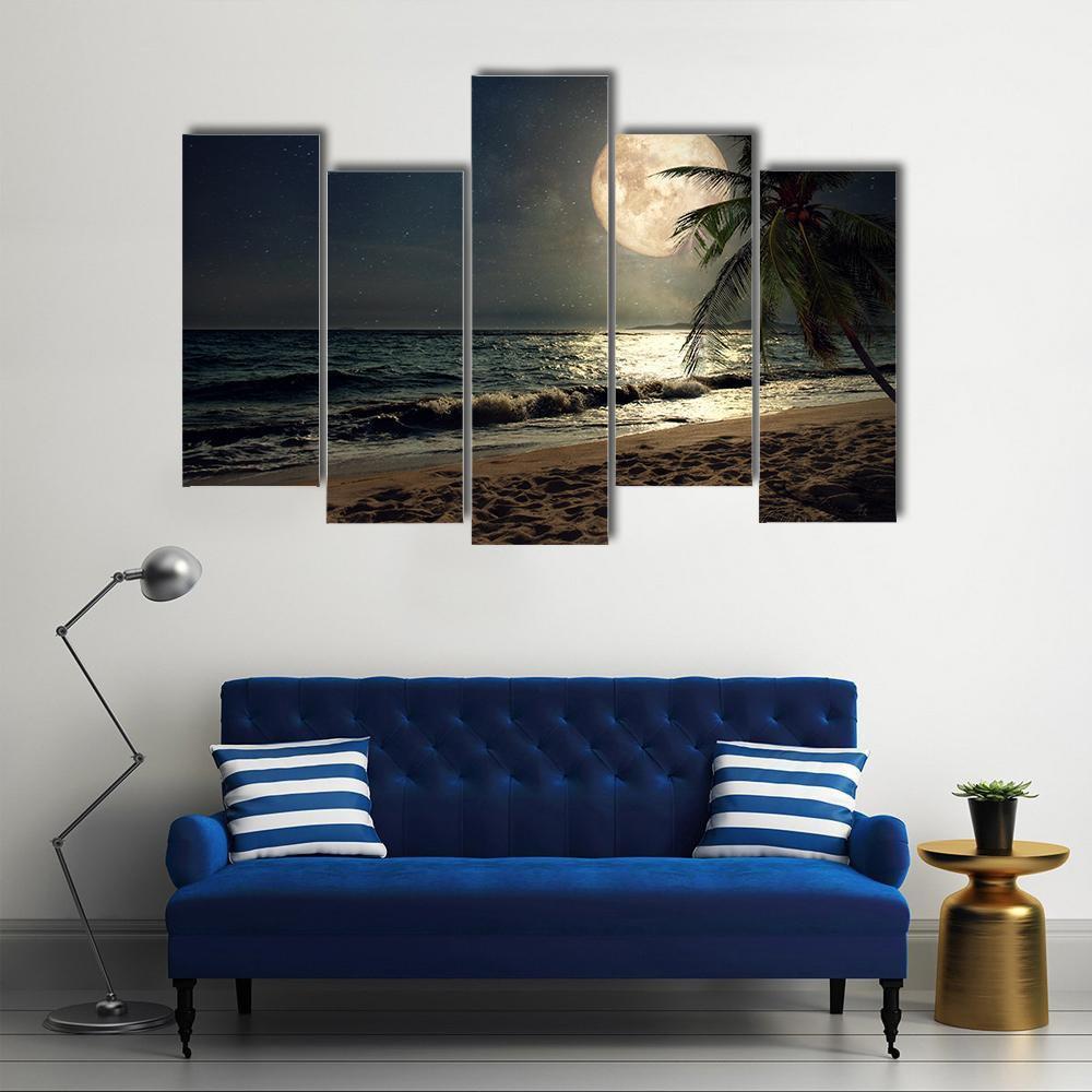 Fantasy Tropical Beach Canvas Wall Art-5 Pop-Gallery Wrap-47" x 32"-Tiaracle