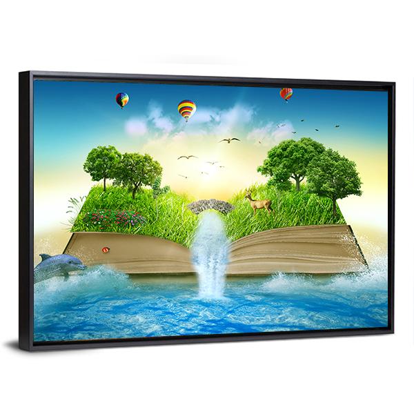 Fantasy World Book Canvas Wall Art-3 Horizontal-Gallery Wrap-25" x 16"-Tiaracle
