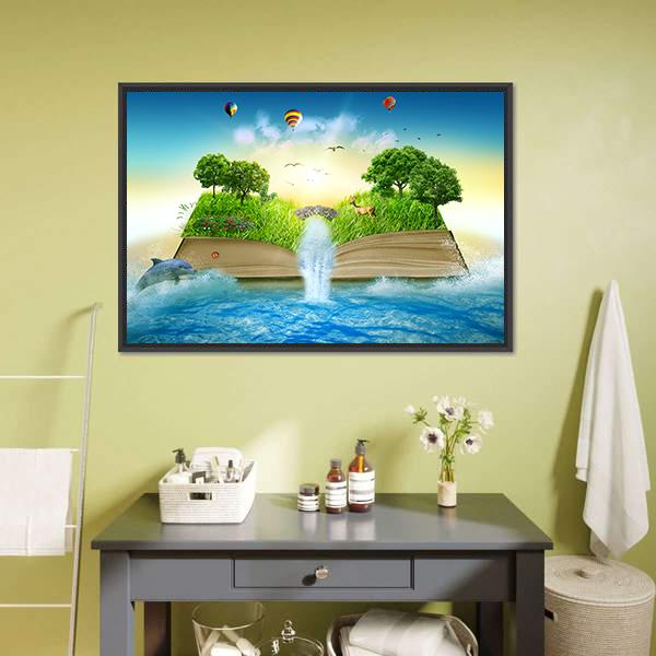 Fantasy World Book Canvas Wall Art-1 Piece-Floating Frame-24" x 16"-Tiaracle
