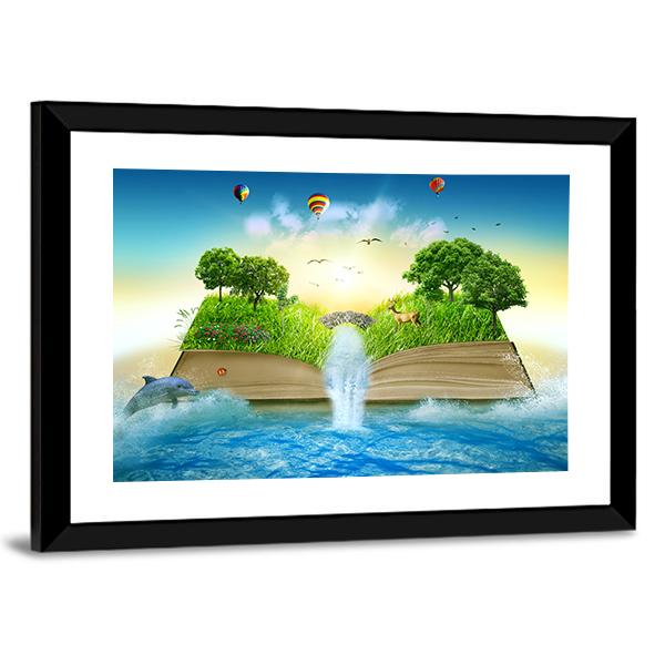 Fantasy World Book Canvas Wall Art-3 Horizontal-Gallery Wrap-25" x 16"-Tiaracle