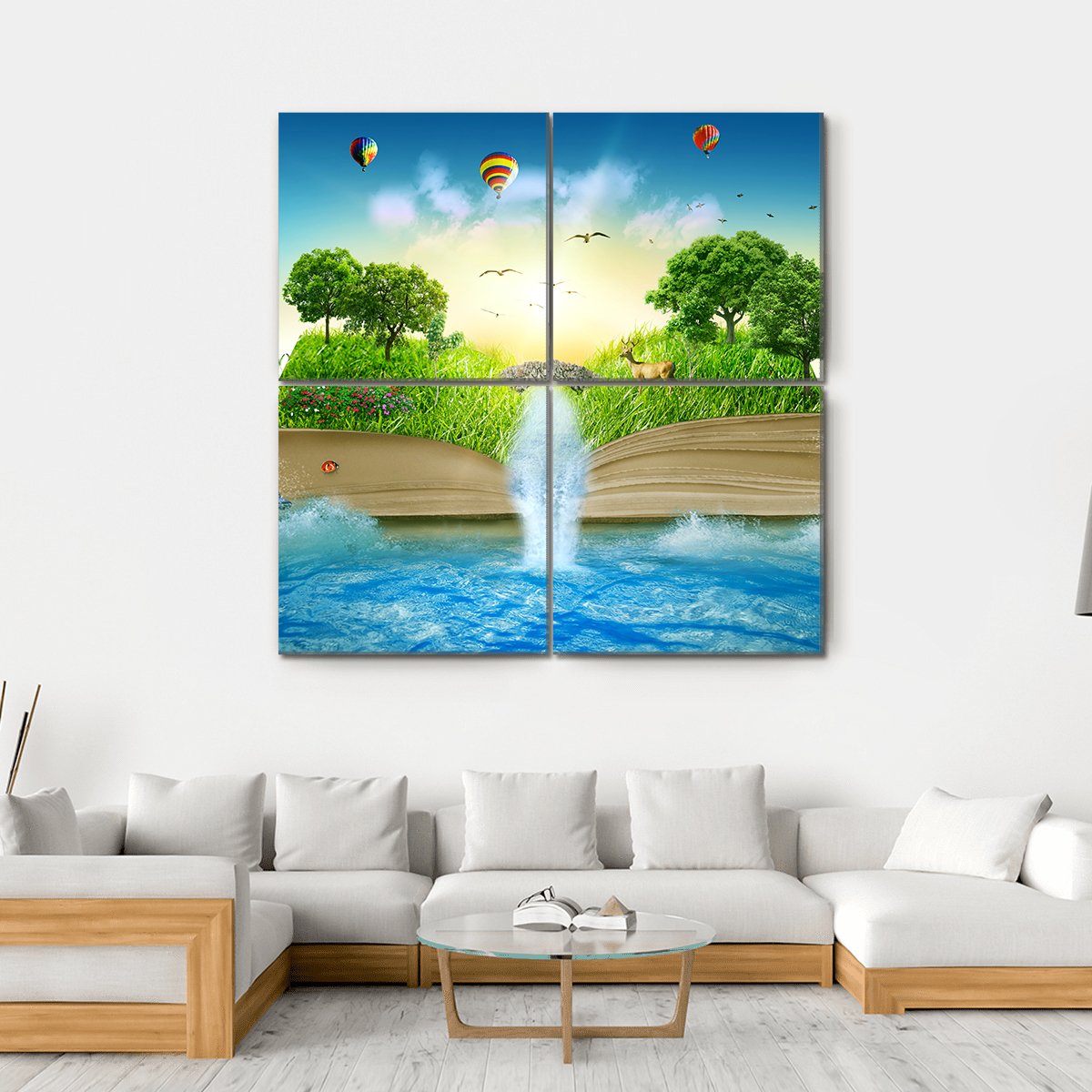 Fantasy World Book Canvas Wall Art-4 Square-Gallery Wrap-17" x 17"-Tiaracle