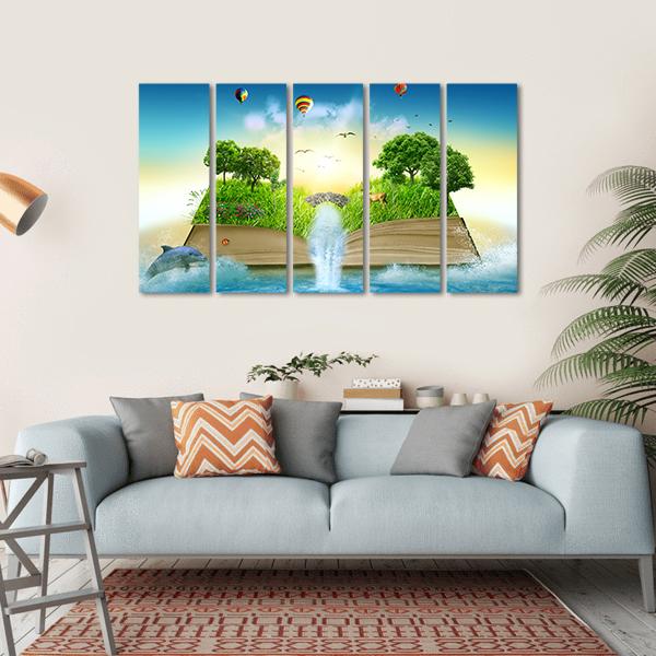 Fantasy World Book Canvas Wall Art-5 Horizontal-Gallery Wrap-22" x 12"-Tiaracle