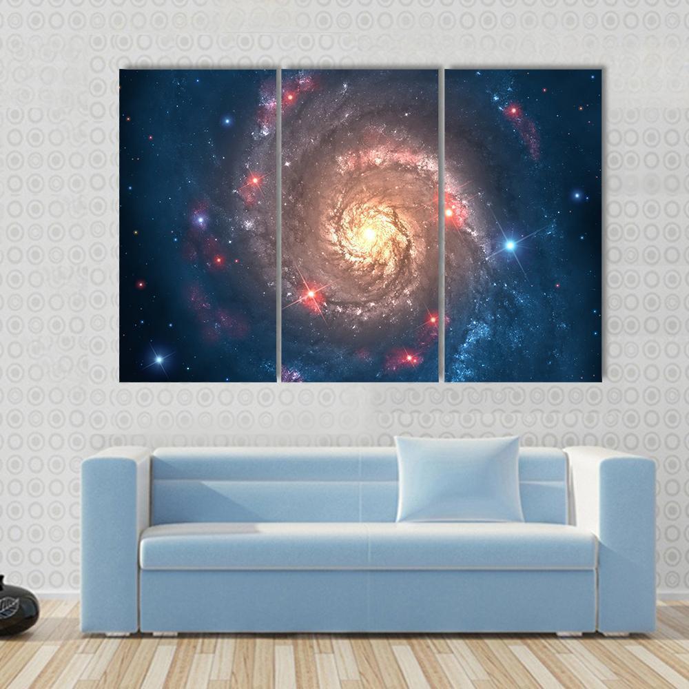 Far Galaxy In Sky Canvas Wall Art-3 Horizontal-Gallery Wrap-37" x 24"-Tiaracle