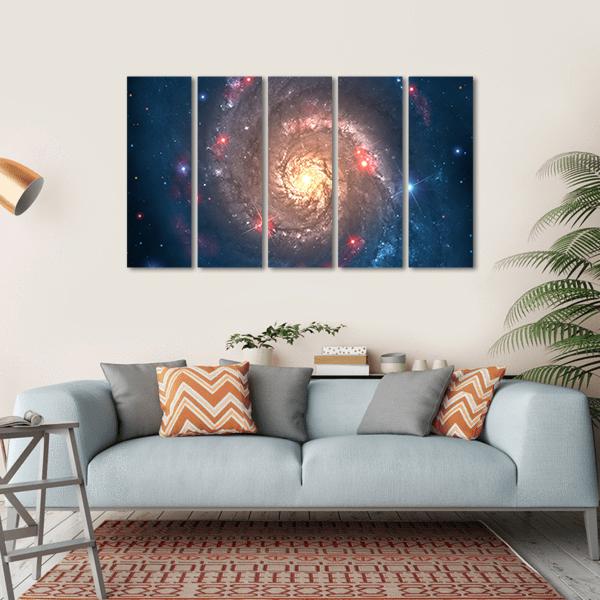 Far Galaxy In Sky Canvas Wall Art-5 Horizontal-Gallery Wrap-22" x 12"-Tiaracle