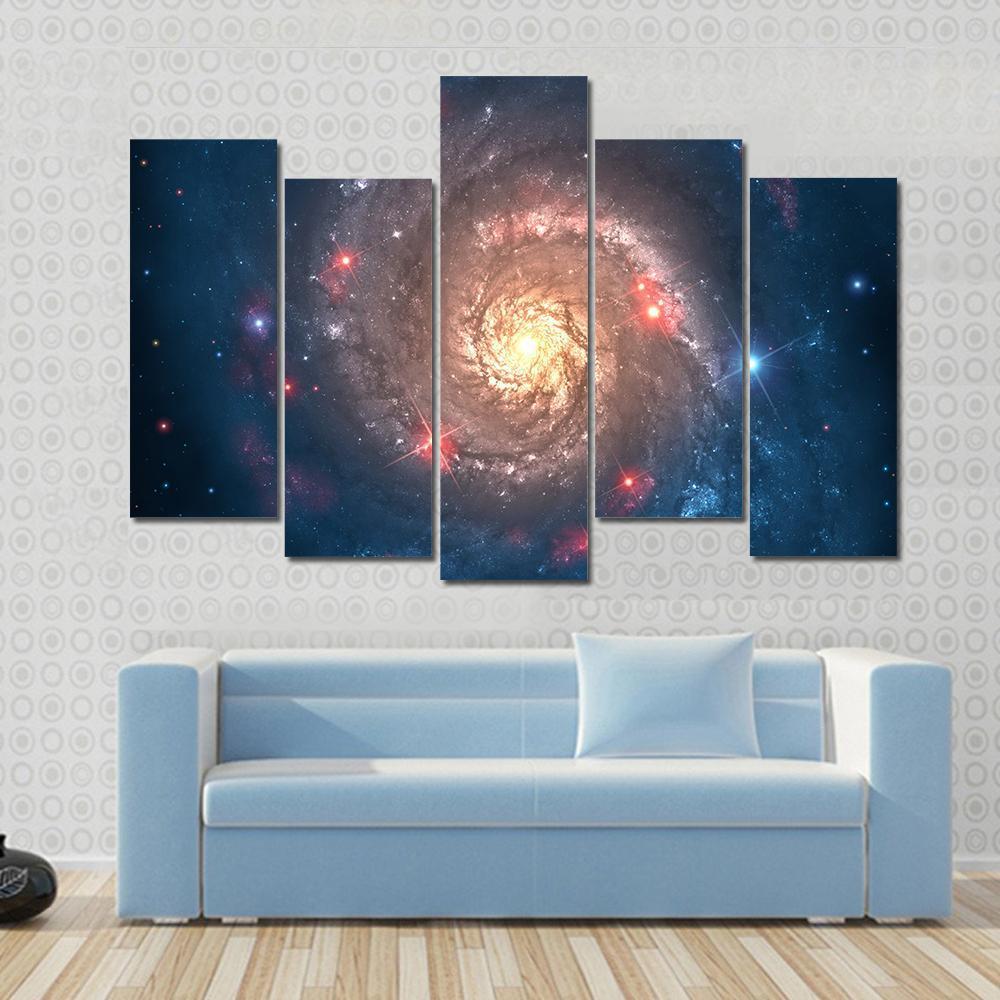Far Galaxy In Sky Canvas Wall Art-5 Pop-Gallery Wrap-47" x 32"-Tiaracle