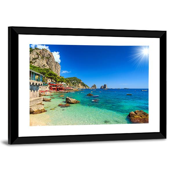 Faraglioni Cliffs &amp; Beach Canvas Wall Art-3 Horizontal-Gallery Wrap-25" x 16"-Tiaracle
