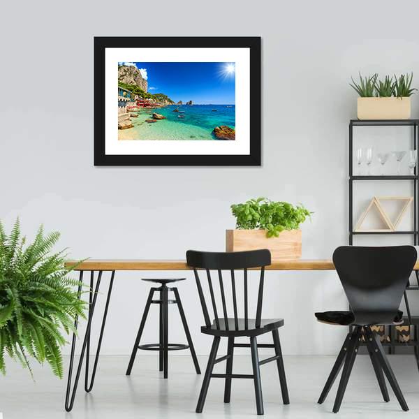 Faraglioni Cliffs &amp; Beach Canvas Wall Art-3 Horizontal-Gallery Wrap-25" x 16"-Tiaracle