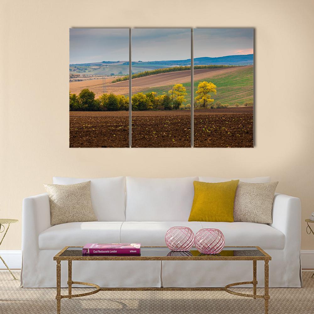 Farm Landscape In South Moravia Canvas Wall Art-3 Horizontal-Gallery Wrap-37" x 24"-Tiaracle