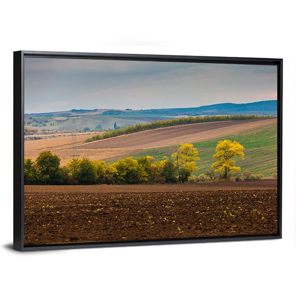 Farm Landscape In South Moravia Canvas Wall Art-3 Horizontal-Gallery Wrap-25" x 16"-Tiaracle