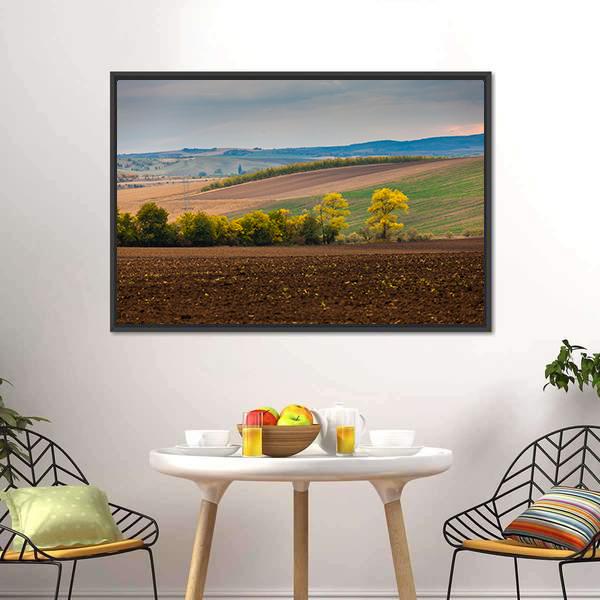 Farm Landscape In South Moravia Canvas Wall Art-3 Horizontal-Gallery Wrap-25" x 16"-Tiaracle
