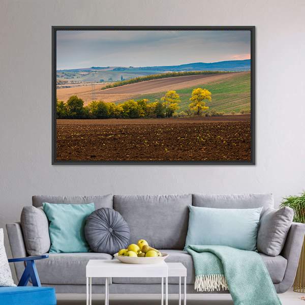 Farm Landscape In South Moravia Canvas Wall Art-3 Horizontal-Gallery Wrap-25" x 16"-Tiaracle