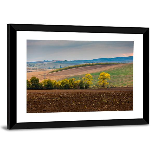 Farm Landscape In South Moravia Canvas Wall Art-3 Horizontal-Gallery Wrap-25" x 16"-Tiaracle