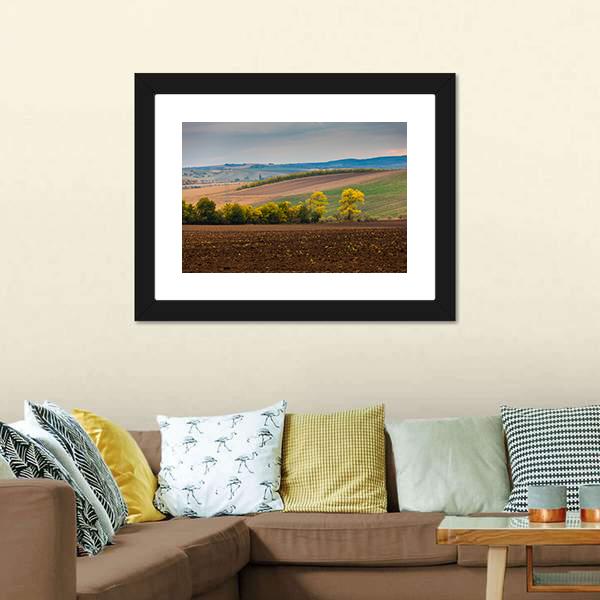Farm Landscape In South Moravia Canvas Wall Art-3 Horizontal-Gallery Wrap-25" x 16"-Tiaracle